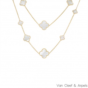 Van Cleef & Arpels Yellow Gold Mother of Pearl Magic Alhambra 16 Motif Necklace VCARD79300 Van Cleef & Arpels Yellow Gold Mother of Pearl Magic Alhambra 16 Motif Necklace VCARD79300